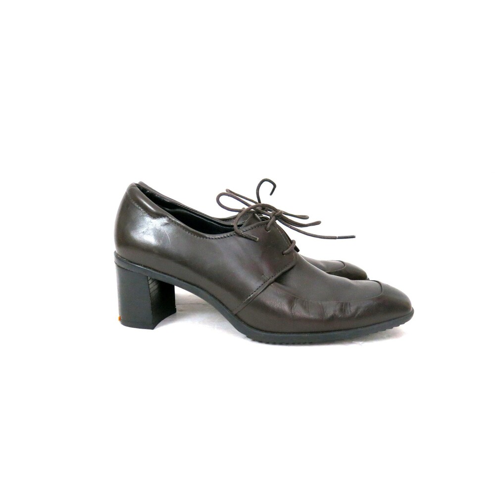 Vintage Brown Leather Lace Up Loafers - 90s Style Size 8W